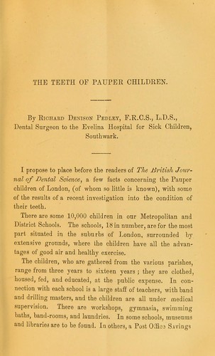 The teeth of pauper children