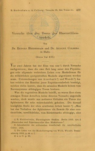Versuche ©ơber den Tonus des Blasenschliessmuskels