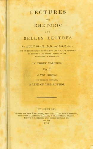 Lectures on rhetoric and belles lettres