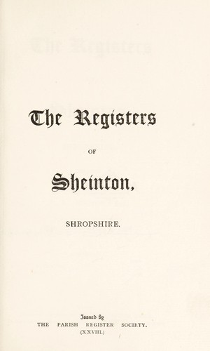 The registers of Sheinton, Shropshire