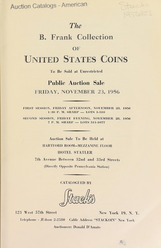 The B. Frank collection of United States coins