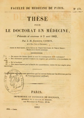 Th©·se pour le doctorat en m©♭decine