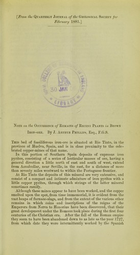 Note on the occurrence of remains of recent plants in brown iron-ore