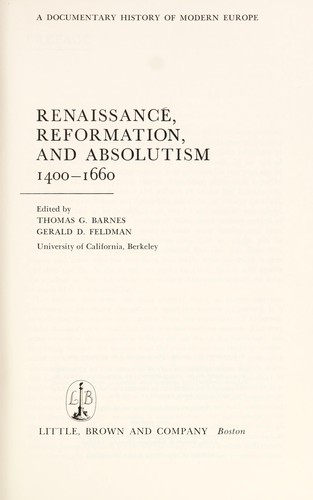 Renaissance, Reformation, and Absolutism, 1400-1660