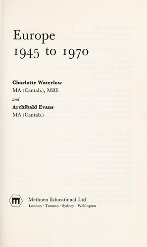 Europe 1945 to 1970
