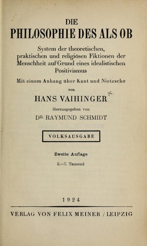 Die Philosophie des Als Ob