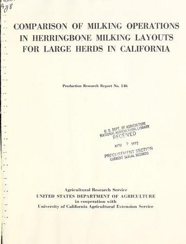 Comparison of milking operations in herringbone milking layouts for large herds in California