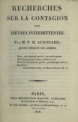 Recherches sur la contagion des fi©·vres intermittentes