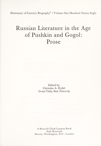 Russian literature in the age of Pushkin and Gogol