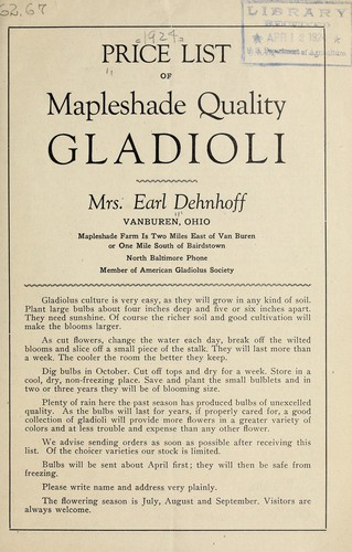 Price list of mapleshade quality gladioli