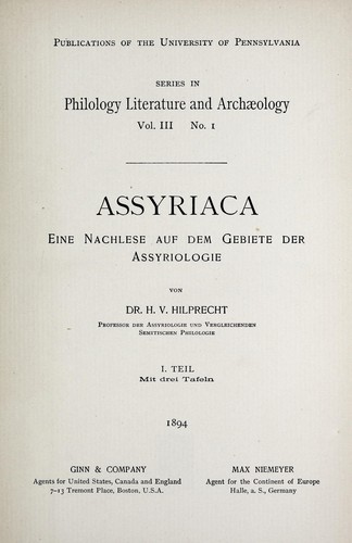 Assyriaca eine nachlese auf dem gebiete der assyriologie
