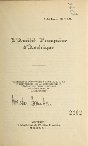 L'amitié française d'Amérique