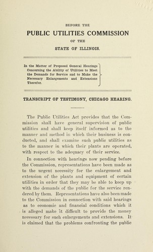 Before the Public Utilities Commission of the State of Illinois