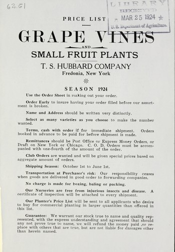 Price list [of] grape vines and small fruit plants