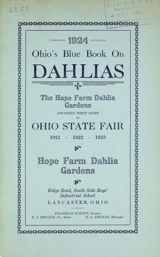 1924 Ohio's blue book on dahlias
