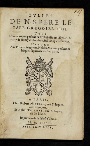 Bulles de n. s. pere le pape Gregoire XIIII