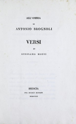 All' ombra di Antonio Brognoli