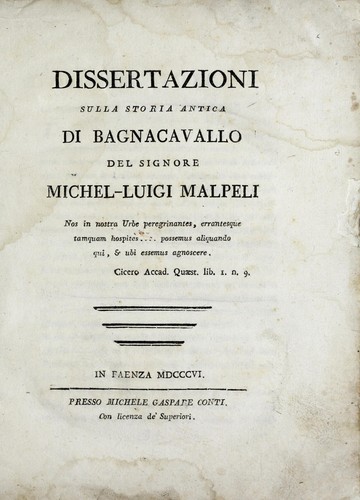Dissertazione sulla storia antica di Bagnacavallo