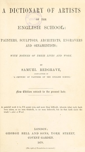 A dictionary of artists of the English school