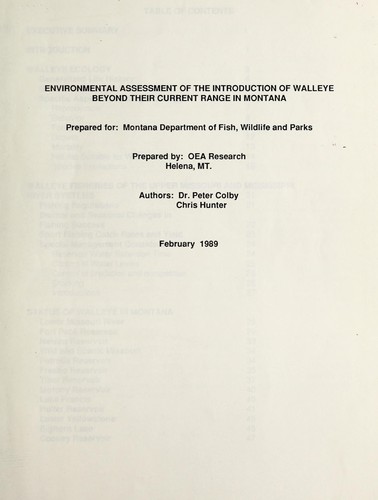 Environmental assessment of the introduction of walleye beyond their current range in Montana