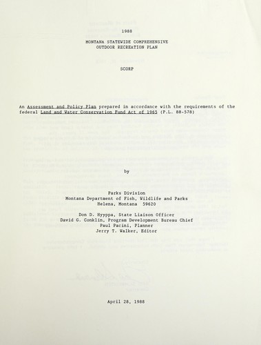 1988 Montana statewide comprehensive outdoor recreation plan, SCORP