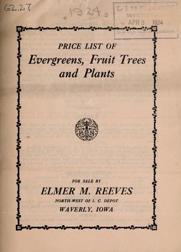 Price list of evergreens, fruit trees and plants