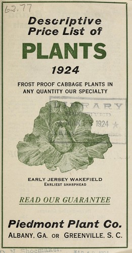Descriptive price list of plants 1924