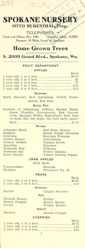 Spokane Nursery [catalog of] home grown trees