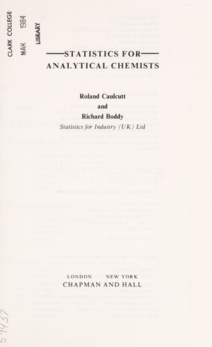 Statistics for analytical chemists