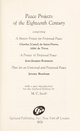 Peace projects of the eighteenth century.