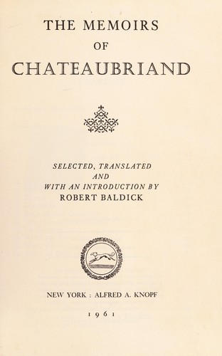 The memoirs of Chateaubriand