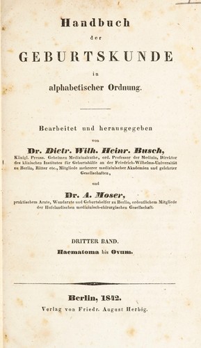 Handbuch der Geburtskunde in alphabetischer Ordnung