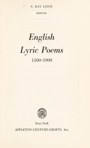 English lyric poems, 1500-1900