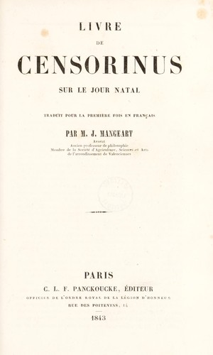 Livre de Censorinus sur le jour natal