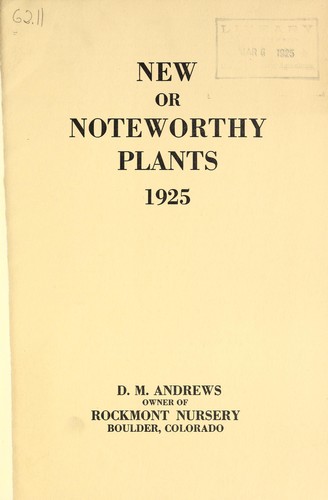 New or noteworthy plants