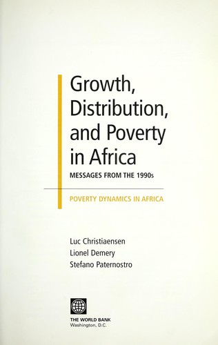 Growth, distribution and poverty in Africa