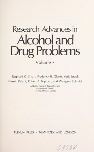 Research Advances in Alcohol and Drug Problems