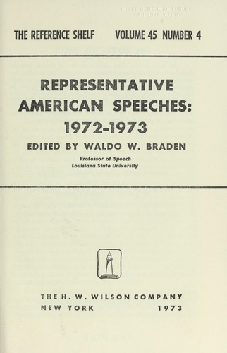 Representative American Speeches, 1972-73