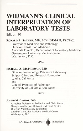 Widmann's clinical interpretation of laboratory tests