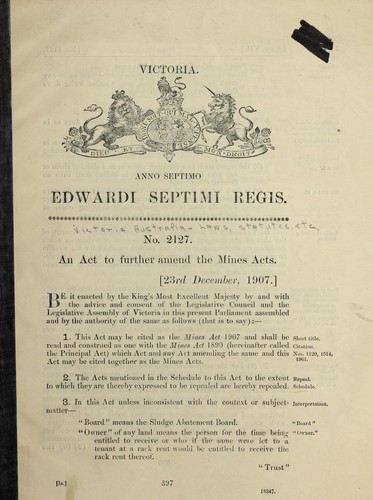 An act to further amend the Mines Acts