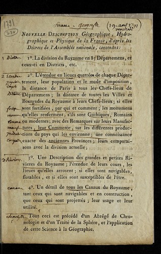Nouvelle description ge ographique, hydrographique et physique de la France, d'apre  s les de crets de l'Assemble e nationale ...