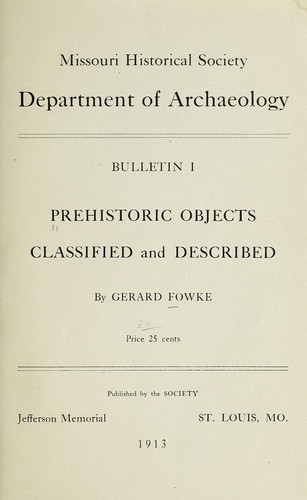 Prehistoric objects classified and described