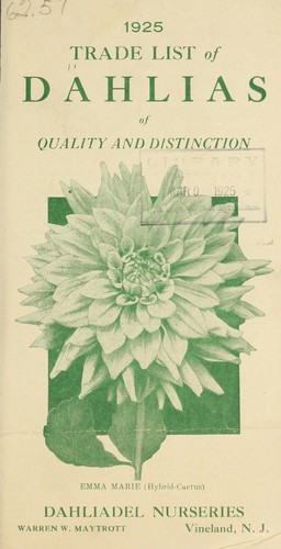 1925 trade list of dahlias of quality and distinction