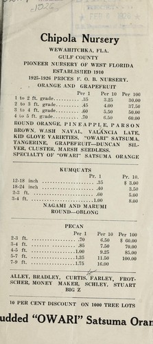 1925-1926 prices [of nursery stock]