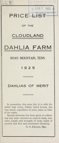 Price list of the Cloudland Dahlia Farm