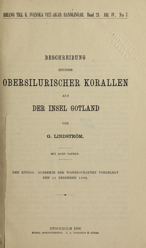 Beschreibung einiger obersilurischer Korallen aus der Insel Gotland