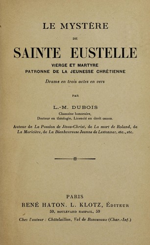 Le myste  re de Sainte Eustelle