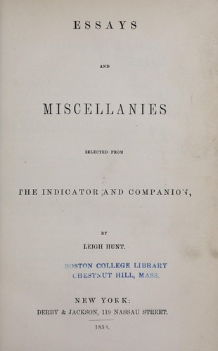 [Leigh Hunt's works.].