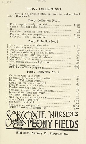 Peony collections [price list]
