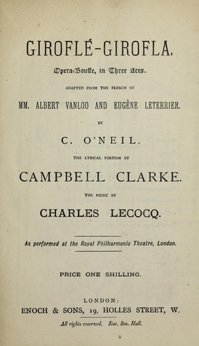 Lecocq's opera Girofle -Girofla